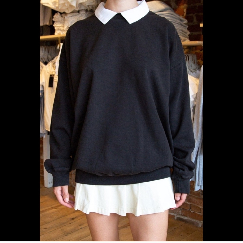 Brandy Melville Black Top with White Collar